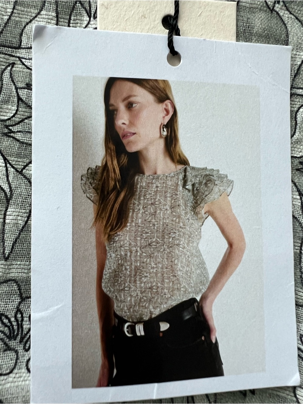 Nation Los Angeles Cotton Sarina Ruffle Sleeve Top Garden Floral Size XXL NWT